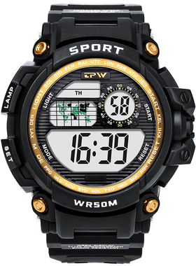 TPW游泳防水青少年电子表夜光闹钟儿童学生户外运动潮流男士手表