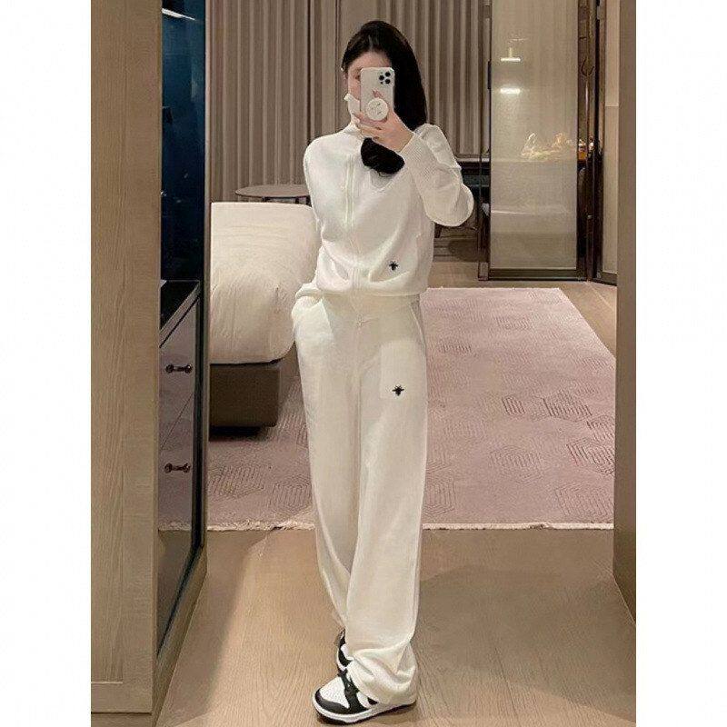 7178港风运动时尚减龄气质套装秋新款高级感时尚针织阔腿裤两件套