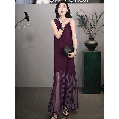 76470风姿优雅紫色领无袖剪裁