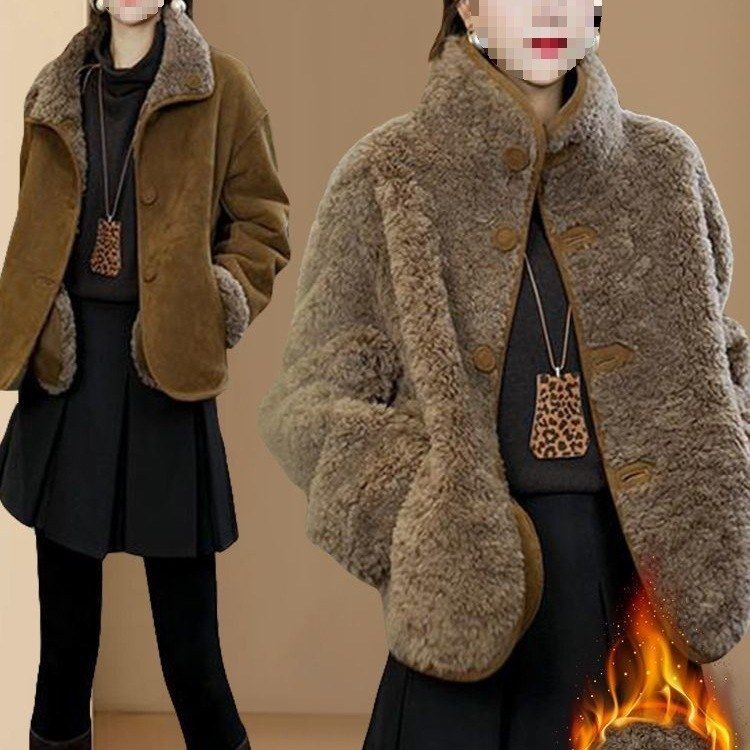 双面穿洋气皮毛一体毛毛外套女