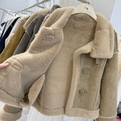 冬季新韩系感麂皮绒放水貂毛皮毛