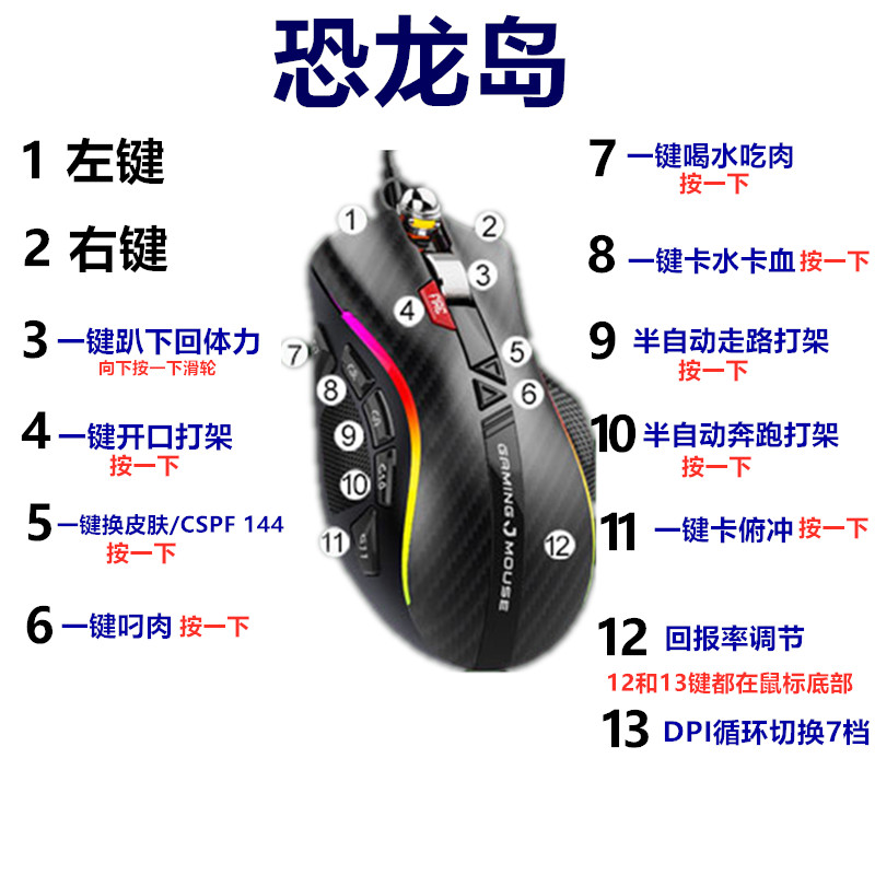 stema恐龙岛专用鼠标宏Thelsle一键大爆开口电脑笔记有线电竞游戏