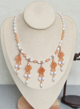 韶华记金丝玉珍珠女枫叶汉服璎珞