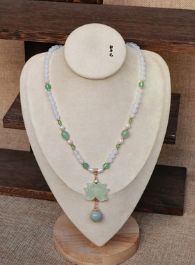 韶华记岫玉玛瑙女莲花古风璎珞