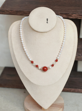 韶华记珍珠玛瑙女古风璎珞项链