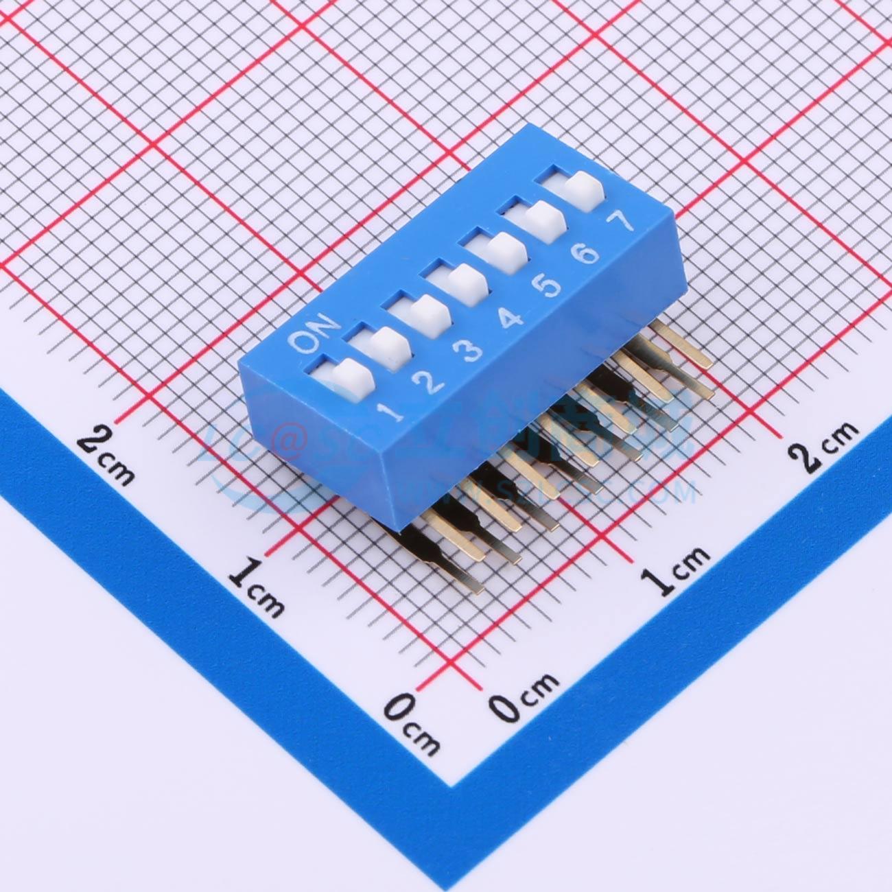 拨码开关 DA-7-B-T 插件,P=2.54mm 原装正品 电子元器件配单