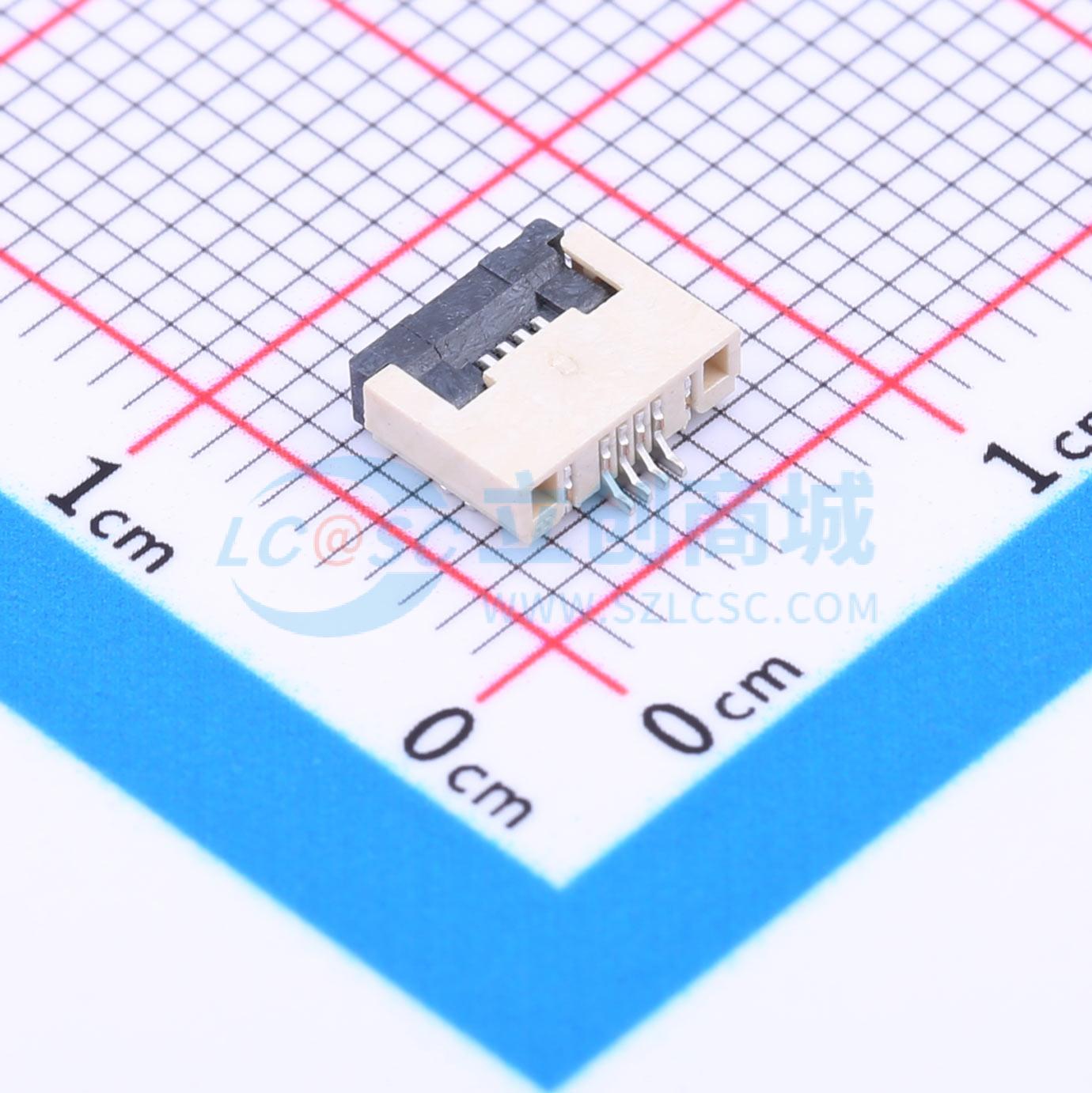 FFC/FPC连接器 XW05202-040R-00 SMD,P=0.5mm,卧贴 翻盖式 4P 下