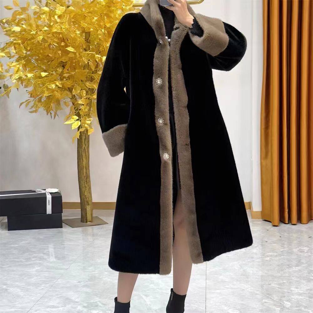 海宁貂皮大衣女2025新款冬季高档水貂绒皮草外套女长款洋气妈妈装