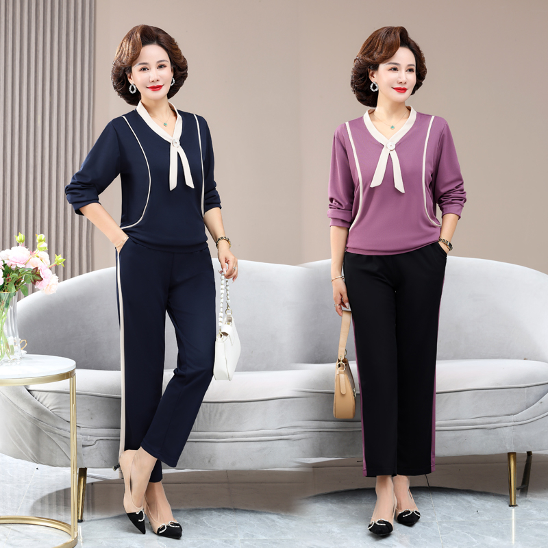 妈妈休闲运动套装2025新款中年秋装洋气女50岁60中老年贵妇人衣服