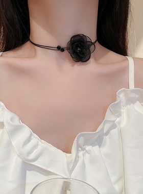 双层复古花朵颈链项链