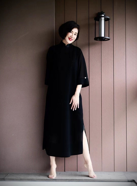 【宋. 美学间 | AMBRE du sud 】黑色网纱8分袖连衣裙