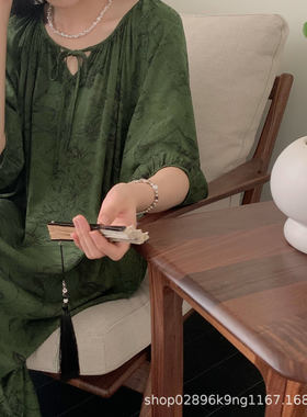 【5分袖睡裙】睡裙女夏季薄款沙滩长裙绵绸睡衣春秋天女士度假风