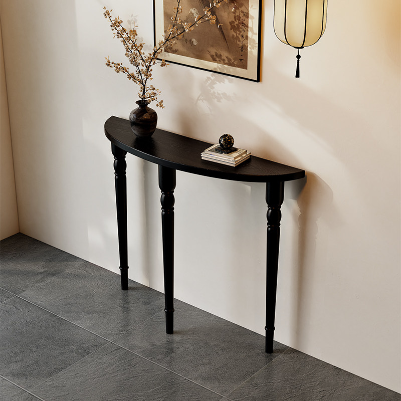 法式复古实木玄关台新中式轻奢端景台走廊极窄靠墙酒馆宾馆置物架