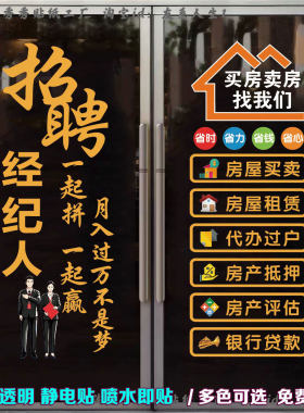房产中介房屋租售玻璃门贴纸广告