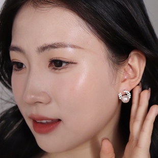 月桂女神925银奥地利进口施家珍珠镶钻通体纯银ins轻奢高级耳钉