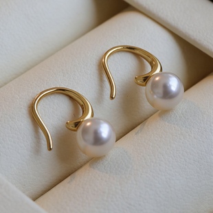 小耳钩高跟鞋 耳钉925银珍珠耳饰首饰女高级简约通勤气质 迷你款