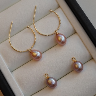 月凝 优雅气质大耳圈 天然珍珠纯银耳圈小米珠高级感耳饰百搭法式