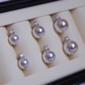 极光镜面人造天女伴彩经典 戴妃珍珠耳钉法式 高级感S925纯银耳饰