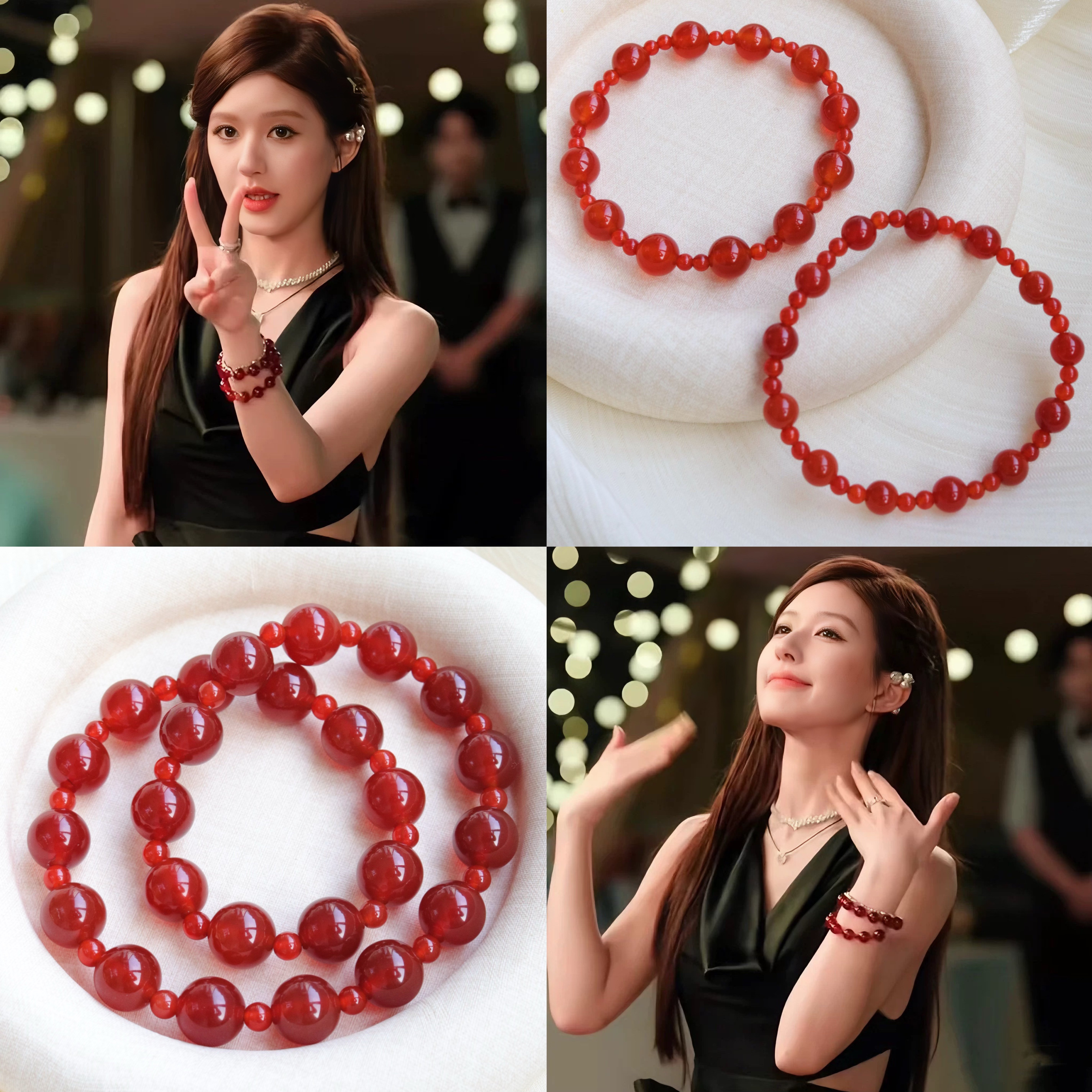 赵露思同款许妍天然7A红玛瑙珍珠手串叠戴百搭新中式肤色显白手链