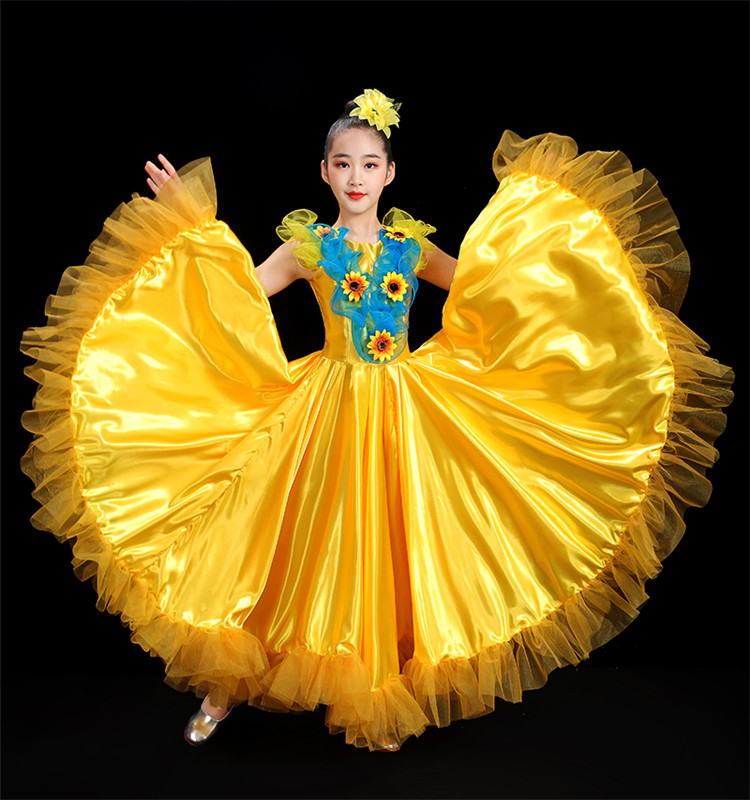 儿童六一西班牙舞蹈大摆裙演出服斗牛舞裙女童开场舞幼儿民族服装