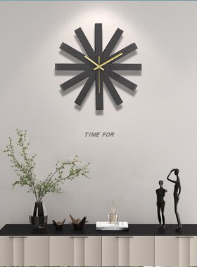 北欧不锈钢创意客厅挂钟轻奢时尚黑色艺术钟表简约时钟挂墙石英钟