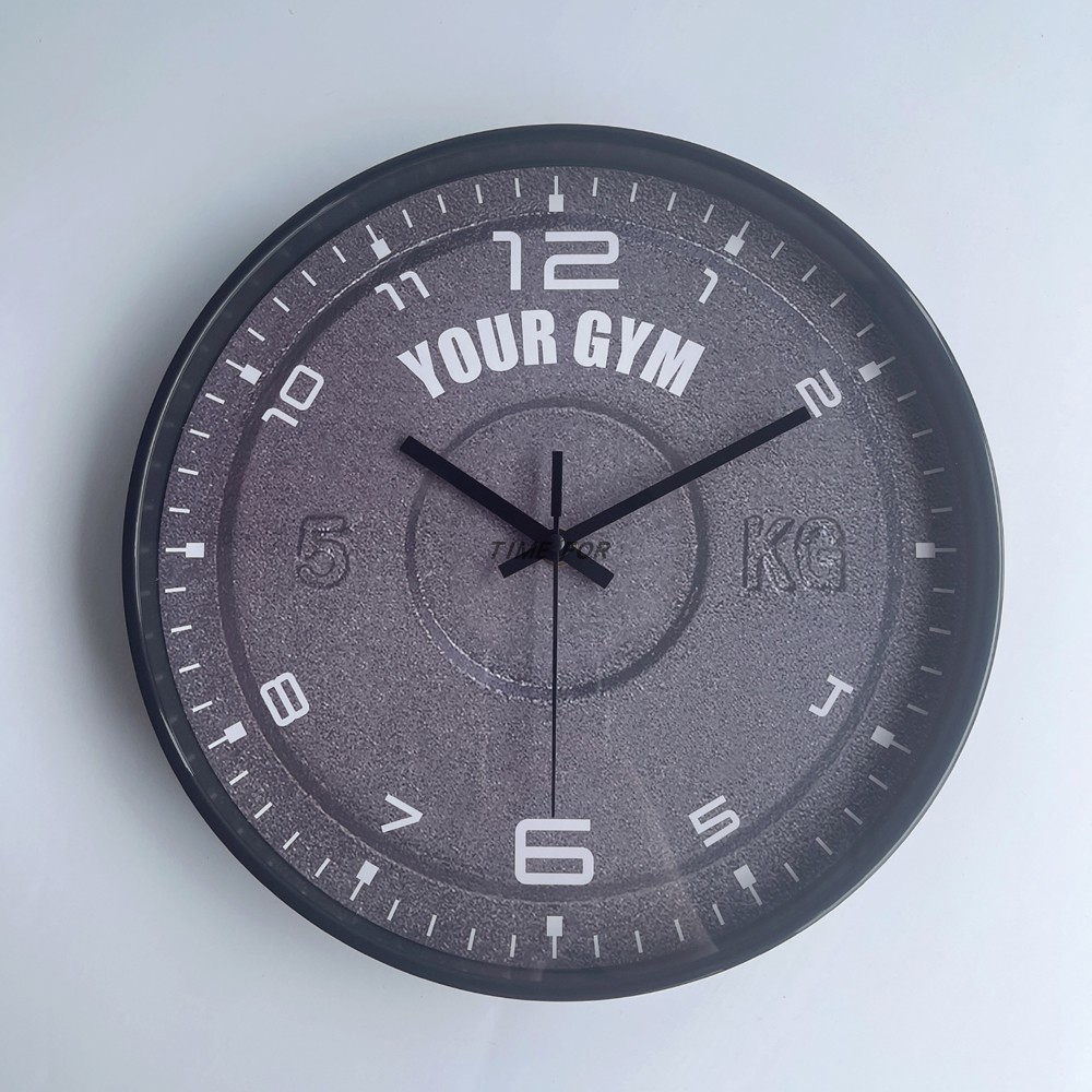 健身房专属杠铃设计挂钟体育器材店潮流创意网红墙上装饰静音时钟
