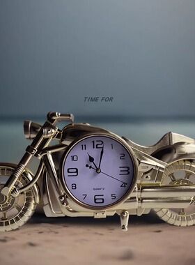 高档金色创意塑料摩托车造型时钟超酷摩的挂钟机车爱好者装饰台钟