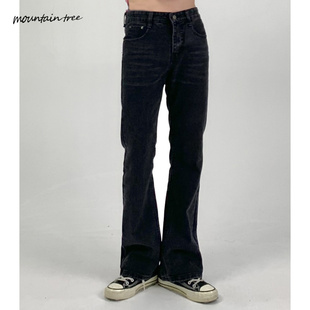 喇叭裤 高腰小个子显瘦马蹄裤 子 男新款 平替黑灰色微喇牛仔裤