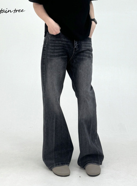 mountain tree美式复古cleanfit微喇裤无弹牛仔裤男直筒百搭长裤