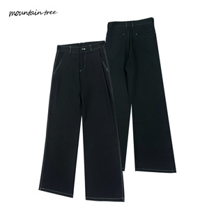 休闲裤 mountain tree立体裁剪明线撞色位A字型宽松垂感通勤西裤