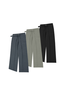 mountain tree美式弧形分割腰带阔腿裤宽松复古休闲长裤子百搭