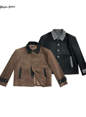 mountain tree老钱冬季高级感双面呢夹克男短款毛呢外套复古宽松