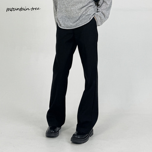 男女直筒微喇vibe裤 黑色休闲裤 子 高街cleanfit廓形西裤 垂坠感美式