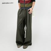 tree呢料秋冬设计师款 高级感抽绳腰西装 直筒裤 mountain 阔腿裤