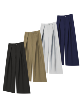 mountain tree重磅tr混纺对褶A字直筒阔腿垂感休闲长裤春夏西裤男