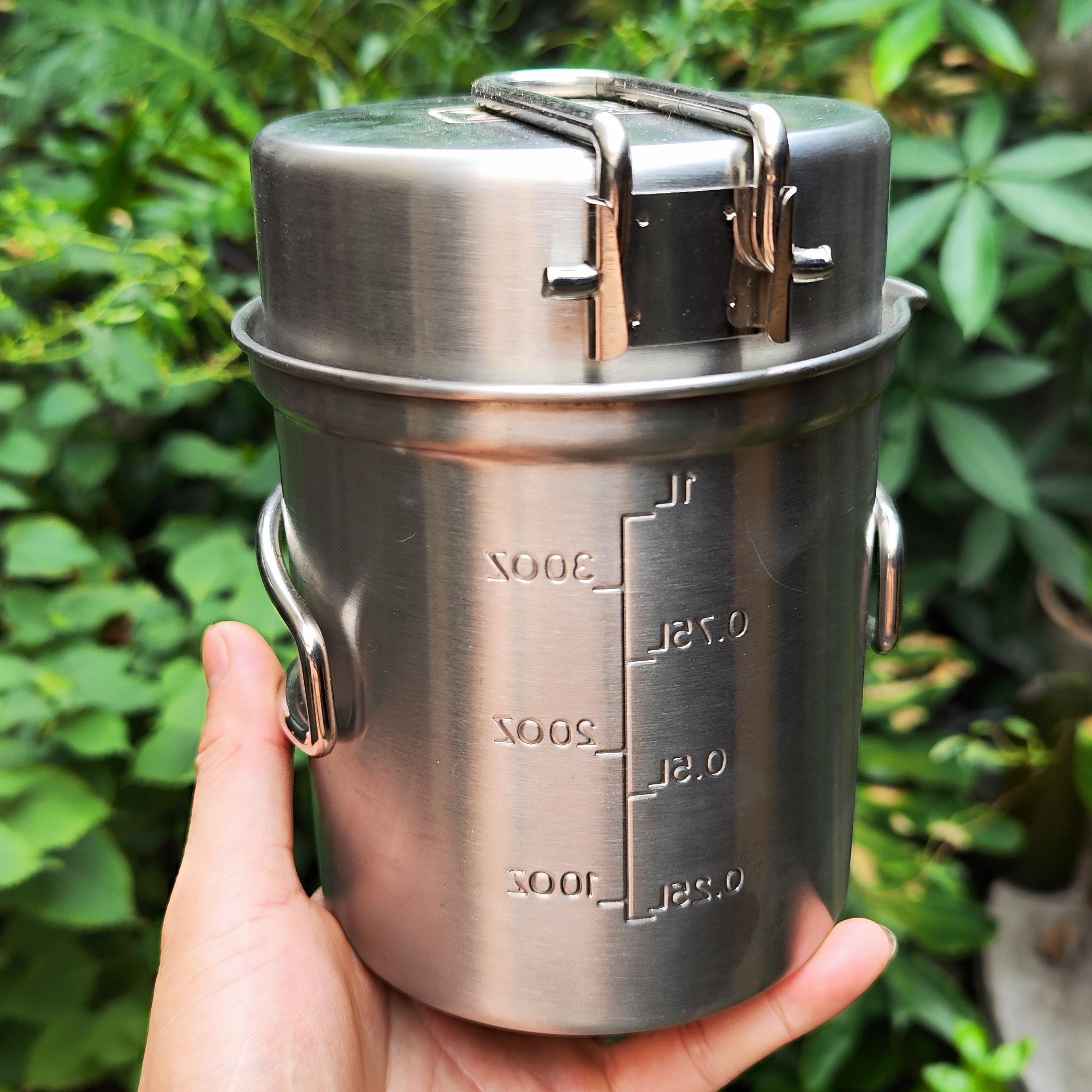 户外登山304不锈钢折叠套锅野营便携煎锅汤锅家用野餐锅具2件套装