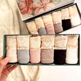 内裤 牛货来袭 六条装 蕾丝边透气无痕工艺莫代尔盒装 女 新款