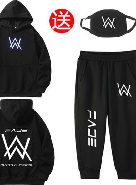 艾伦沃克alanwalker同款连帽卫衣DJ潮男秋冬款加绒电音衣服儿童潮