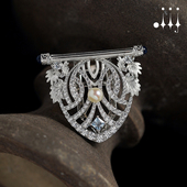 另说oiij 雅努斯之门 原创设计925银artdeco单夹胸针罗马柱珍珠