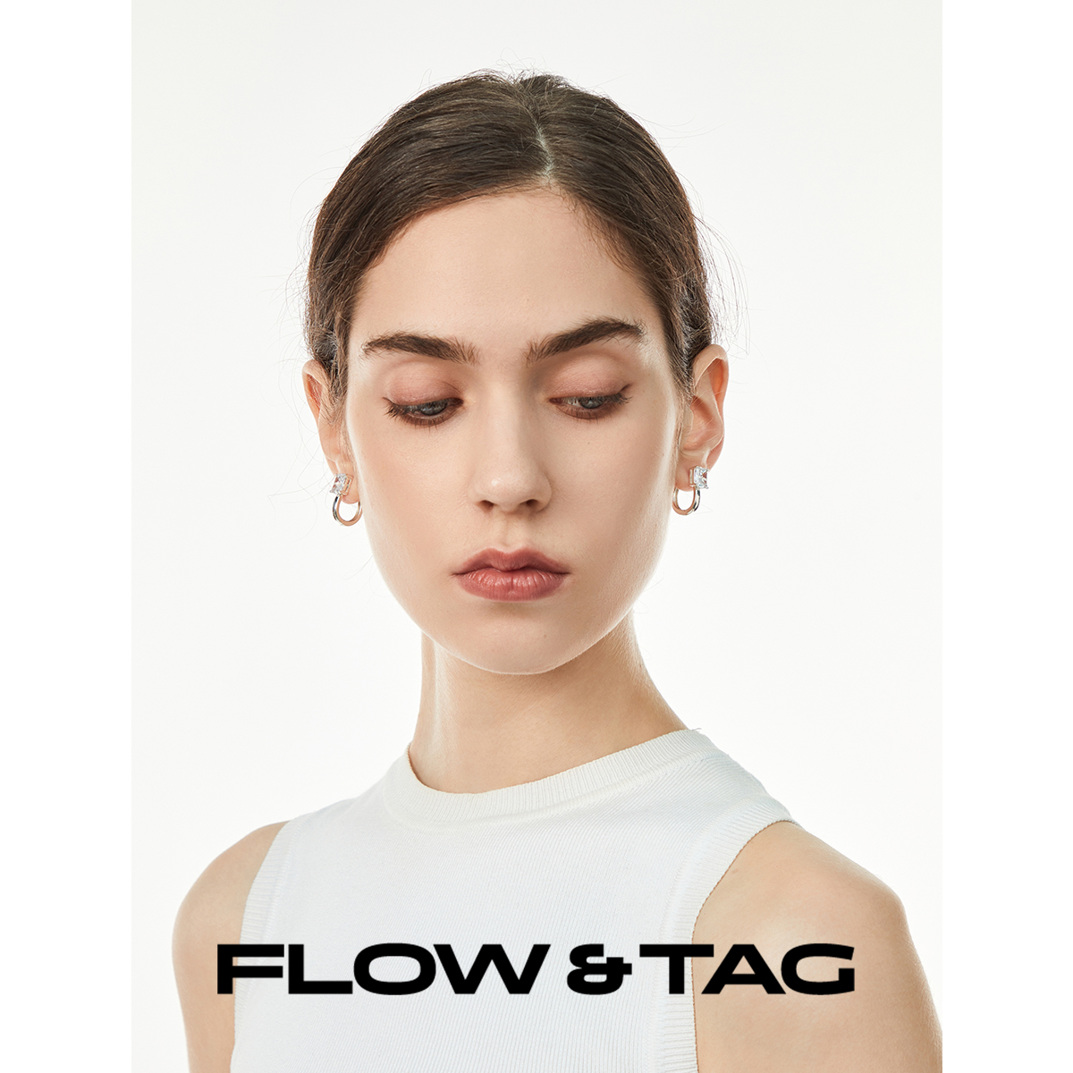 FLOWTAG个性纯银双面耳环耳钉