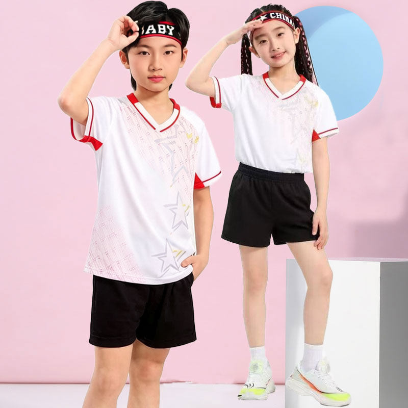 儿童羽毛球服男童速干短袖女孩上衣比赛运动定制乒乓球训练服套装