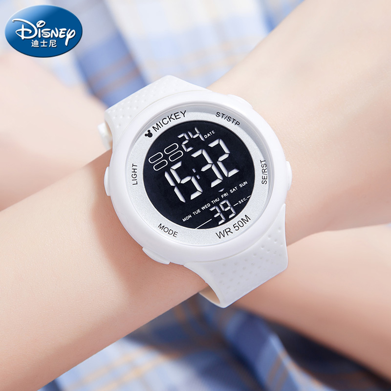 迪士尼女孩电子表儿童高中运动
