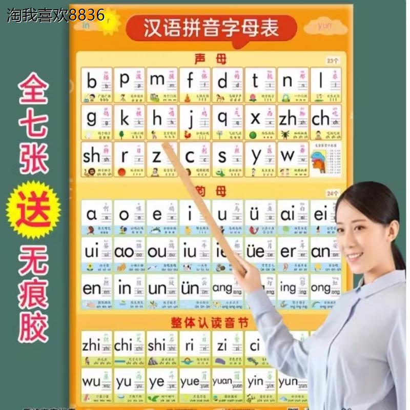 X汉语拼音字母表挂图墙贴