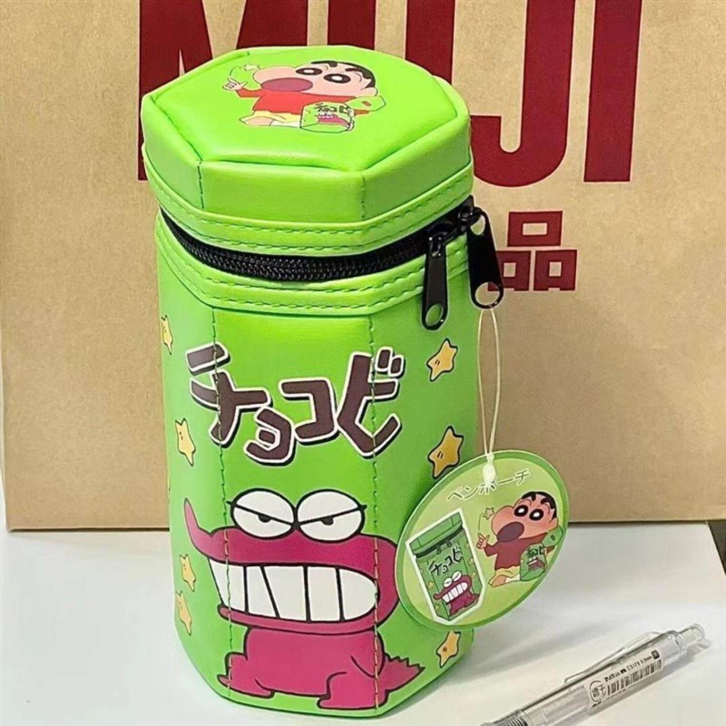 蜡笔小新笔袋拉链立体式卡u通六角形多功能文具盒小众创意学生收