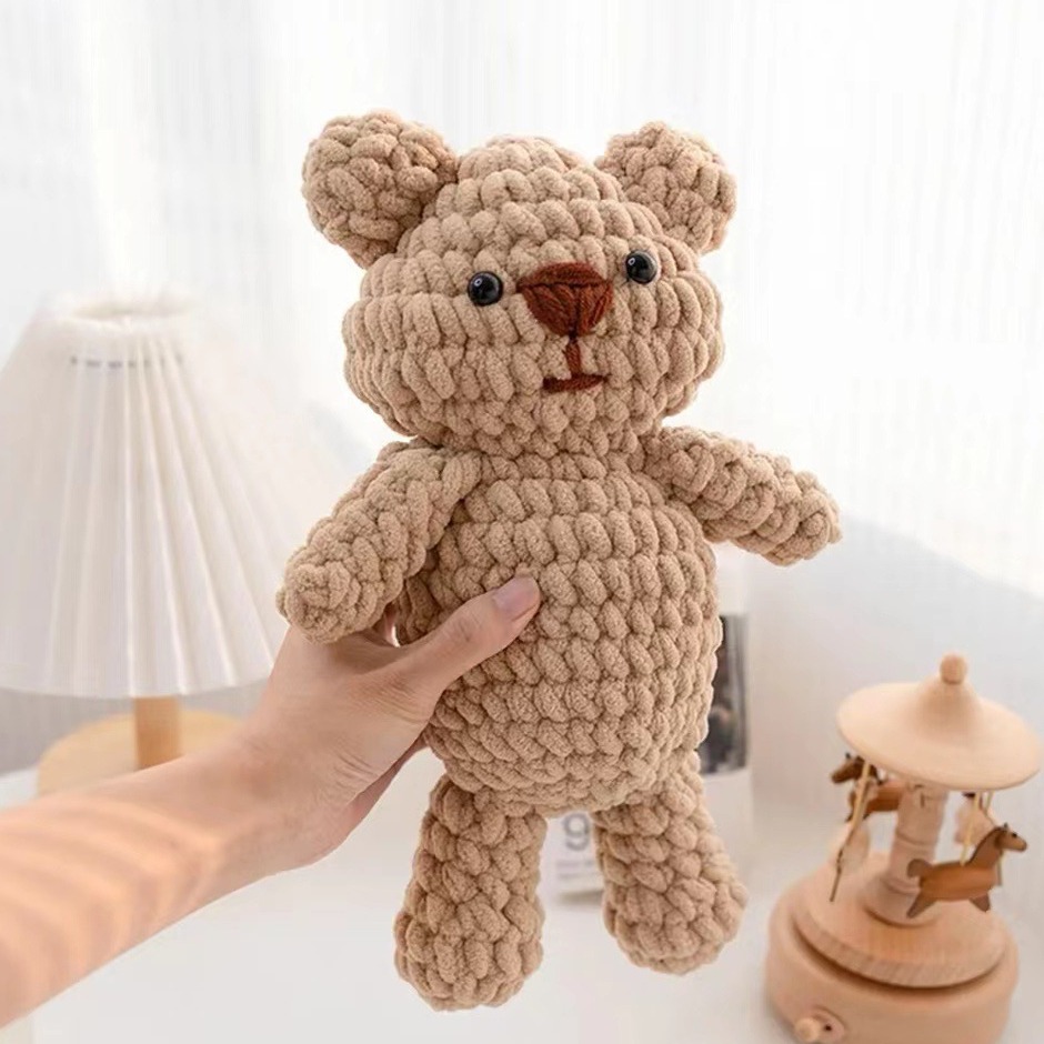 手工编织diy自制毛线解闷材料包小熊玩偶钩针织娃娃公仔生日礼物