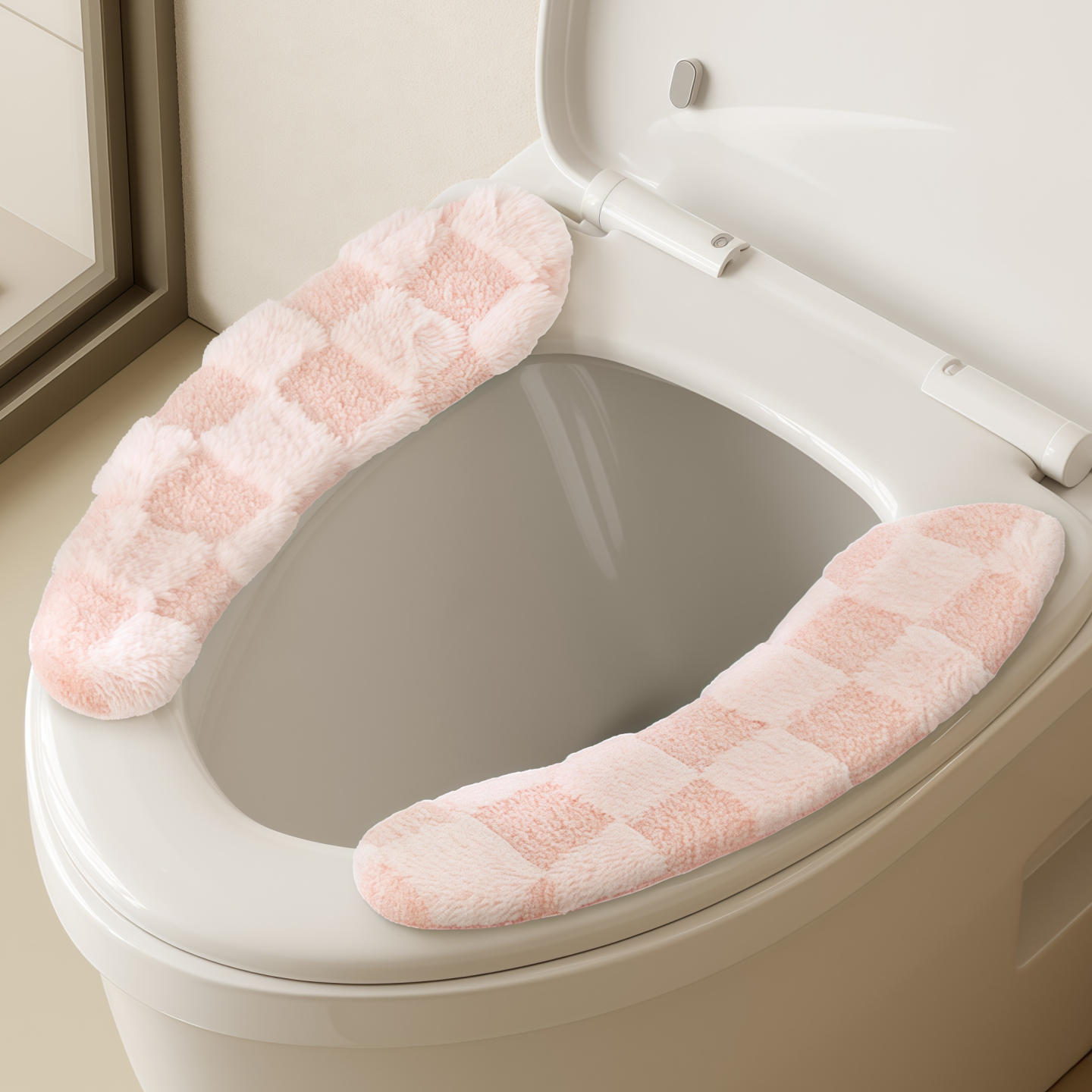 马桶坐垫家用坐便器套粘贴式冬季加厚可水洗马桶贴四季通用毛绒垫