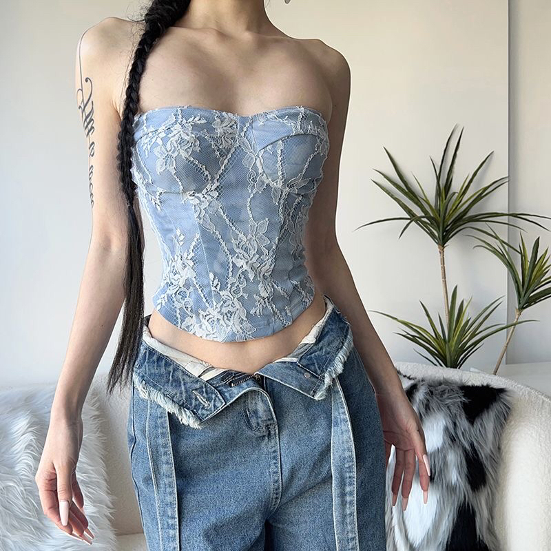 性感蕾丝外穿抹胸背心女外穿夏设计感纯欲风吊带内搭收腰上衣