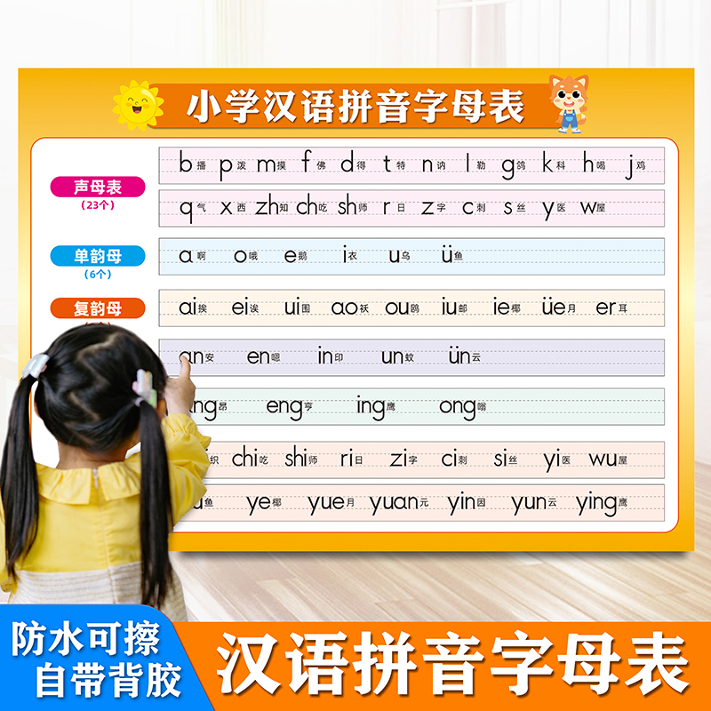 一年级衔接贴字母款墙幼小表儿童带学习标注挂图汉语拼音汉字小学