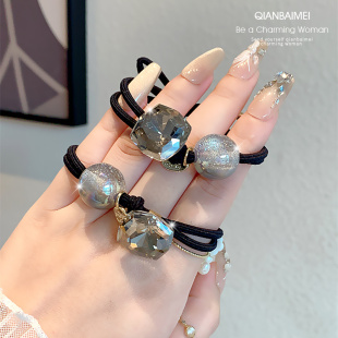 韩系水晶头绳女双股高弹发绳新中式 扎丸子头气质简约头饰皮筋新款