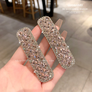 粉色轻奢透亮水晶发夹女掰掰夹发卡前额碎发刘海夹侧边夹头饰碎发